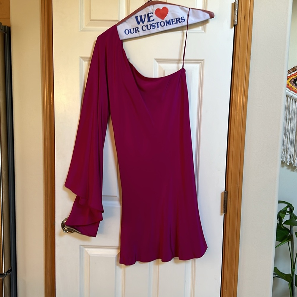Nicole Miller asymmetrical silk mini dress